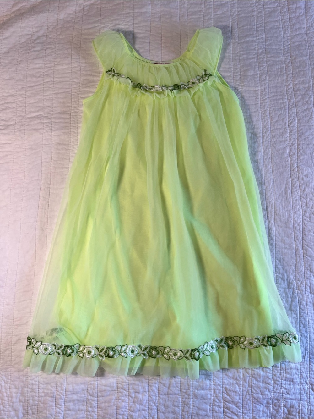Vintage 1960s Slumber Suzy Dreamwear Lime Green Chiffon Nightgown